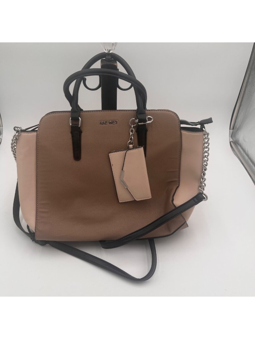 Nine West Colorblock Tote Bag Chain Strap & Cardholder Attachment